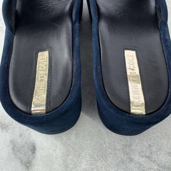 Kenneth Cole Platform Slip On Sandals Womens Size 9 Blue Cocktail Yacht Party - Picture 8 of 10
